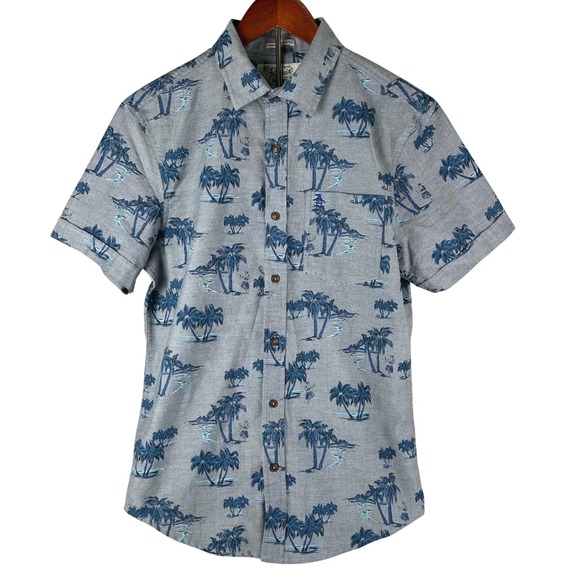 Original Penguin Other - Original Penguin Mens Heritage Slim Fit Tropical Palm Tree Hula Girl Shirt Small
